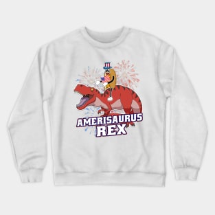 Hotdog T Rex Dinosaur 4th of July Amerisaurus Funny Gifts Crewneck Sweatshirt